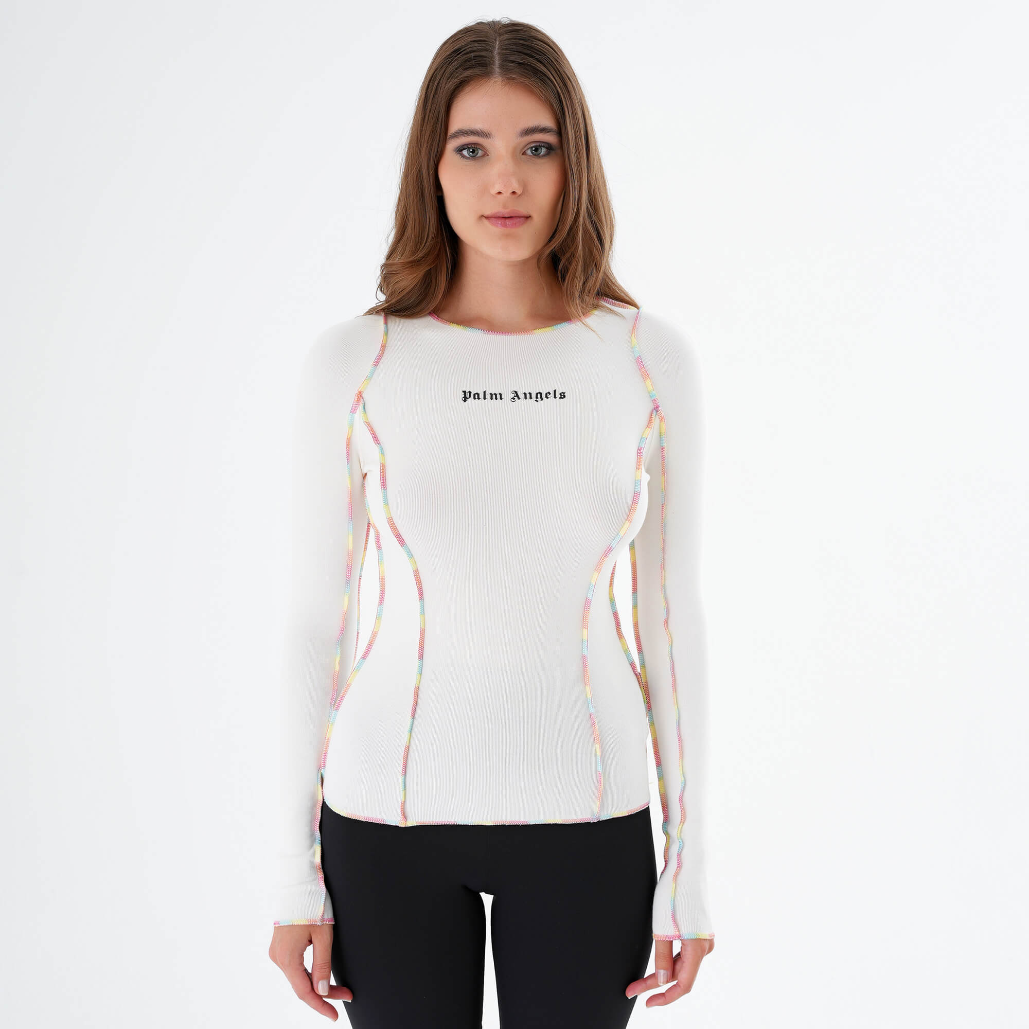 Palm Angels - White College Fitted Long Sleeve Top Blouse